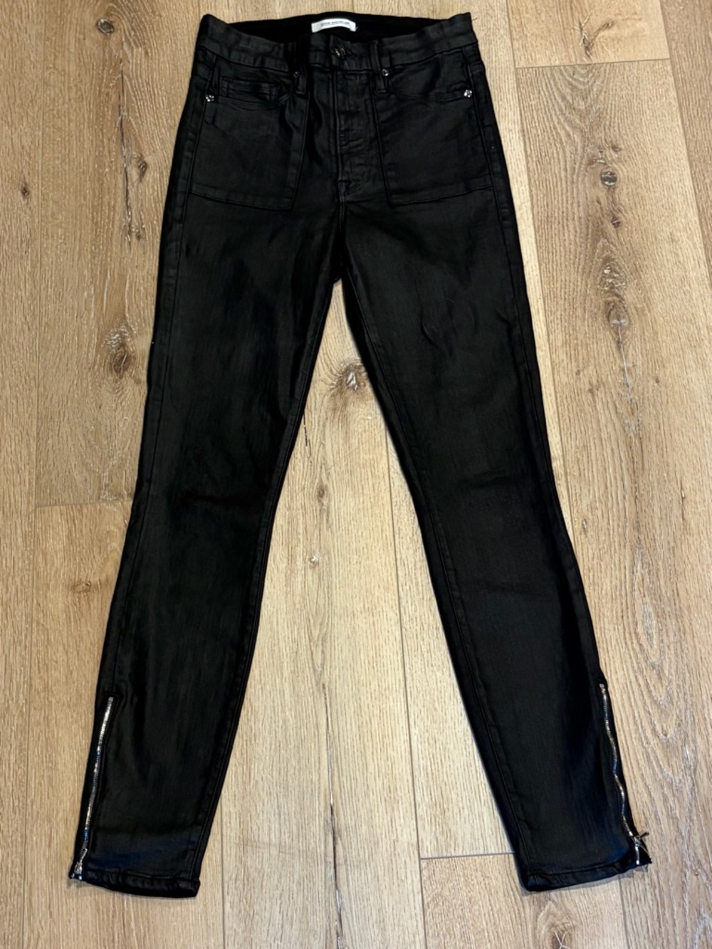Good American Good Waist High Rise Skinny Jeans Coated Black 4/27